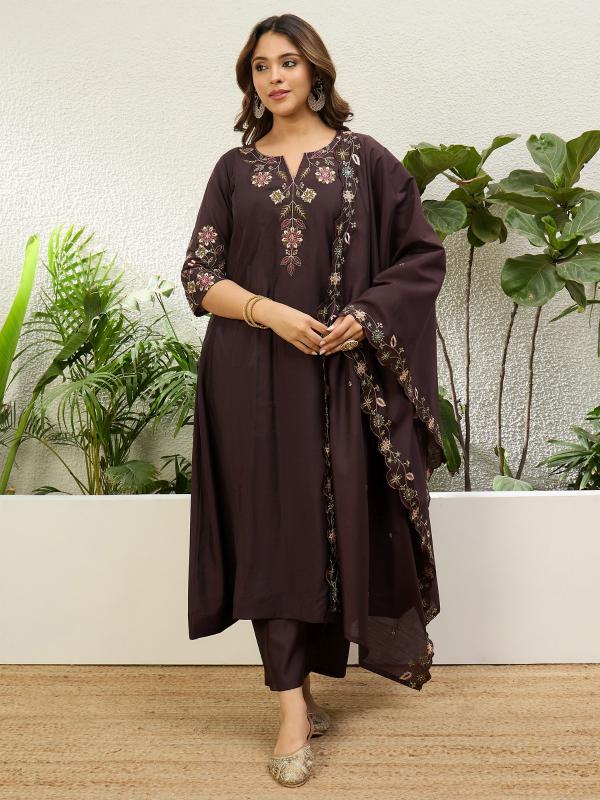 VP 9713 C Women Anarkali Kurta with Pant & Dupatta Suits, Festive Ethnic Set